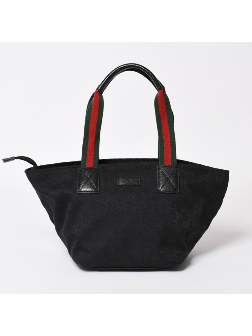 Gucci Sherry Line Hand Bag Handbag GG Canvas Black